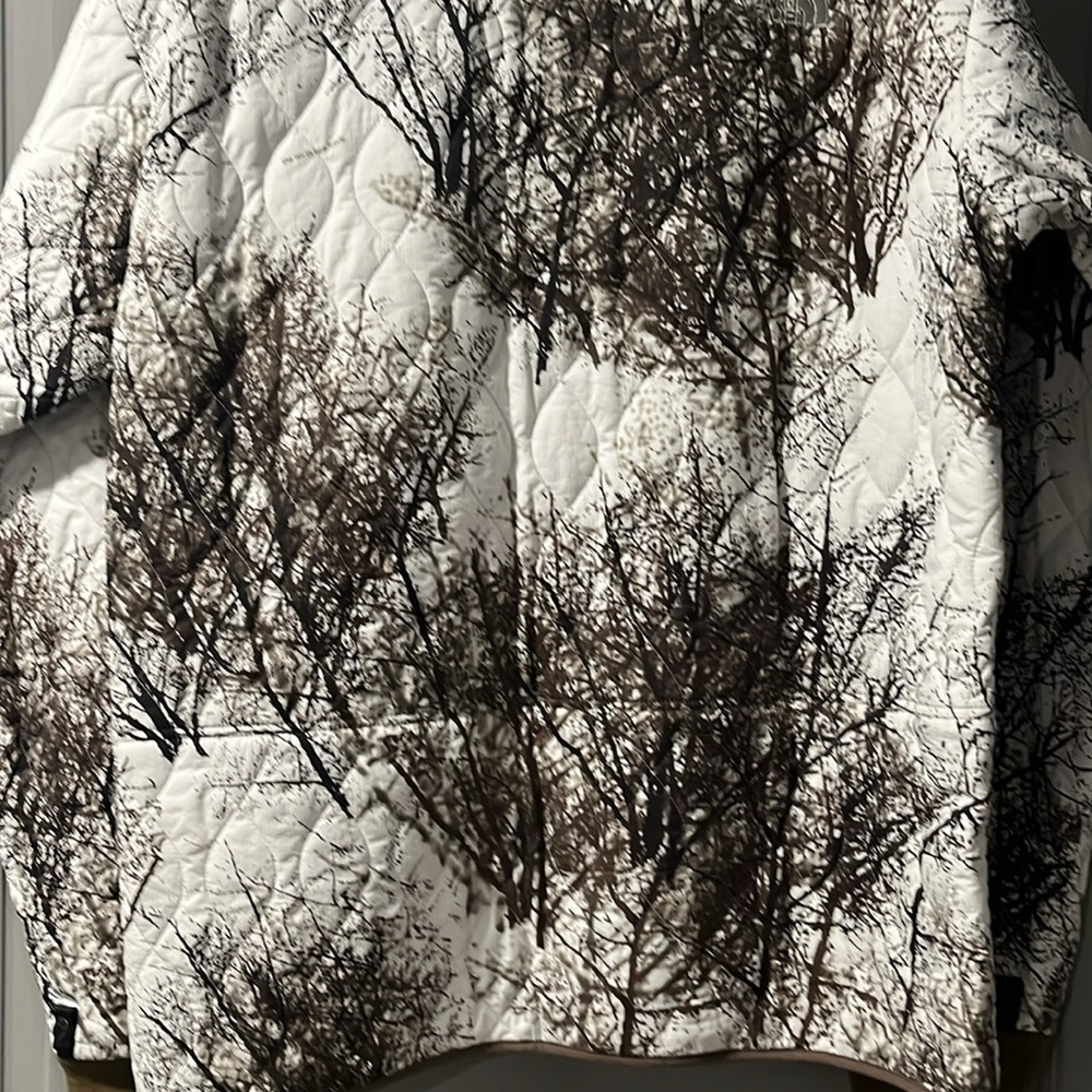 The North Face White Bomber Jacket with Brown Tree Print - Picture 5 of 6